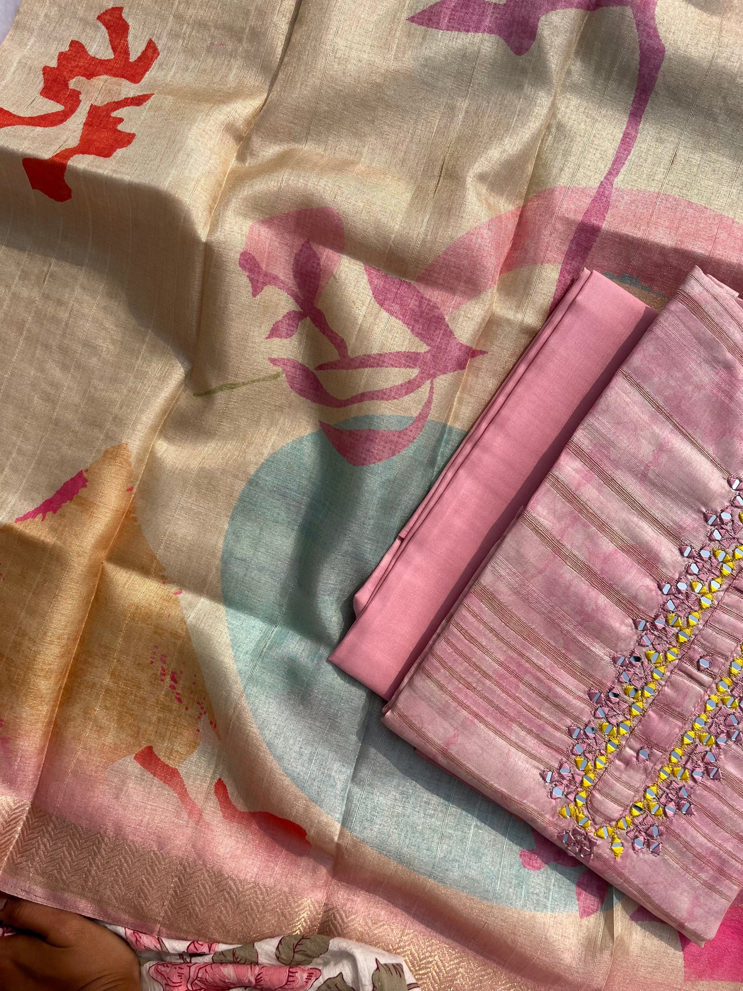 Semi Tussar Unstitched salwar set