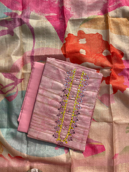 Semi Tussar Unstitched salwar set