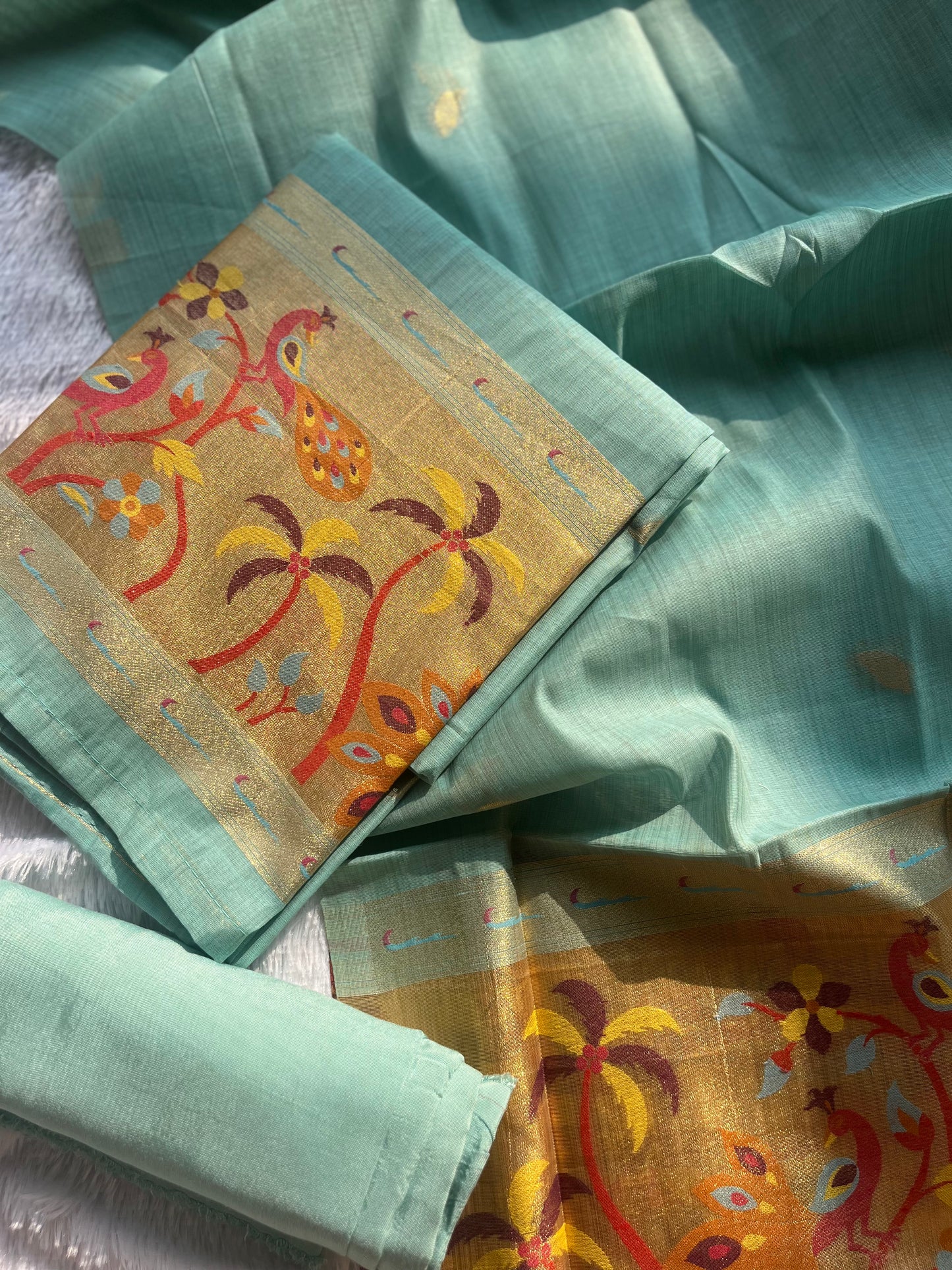 VT-291 Handwoven Paithani Linen Jamdhani Salwar&nbsp;