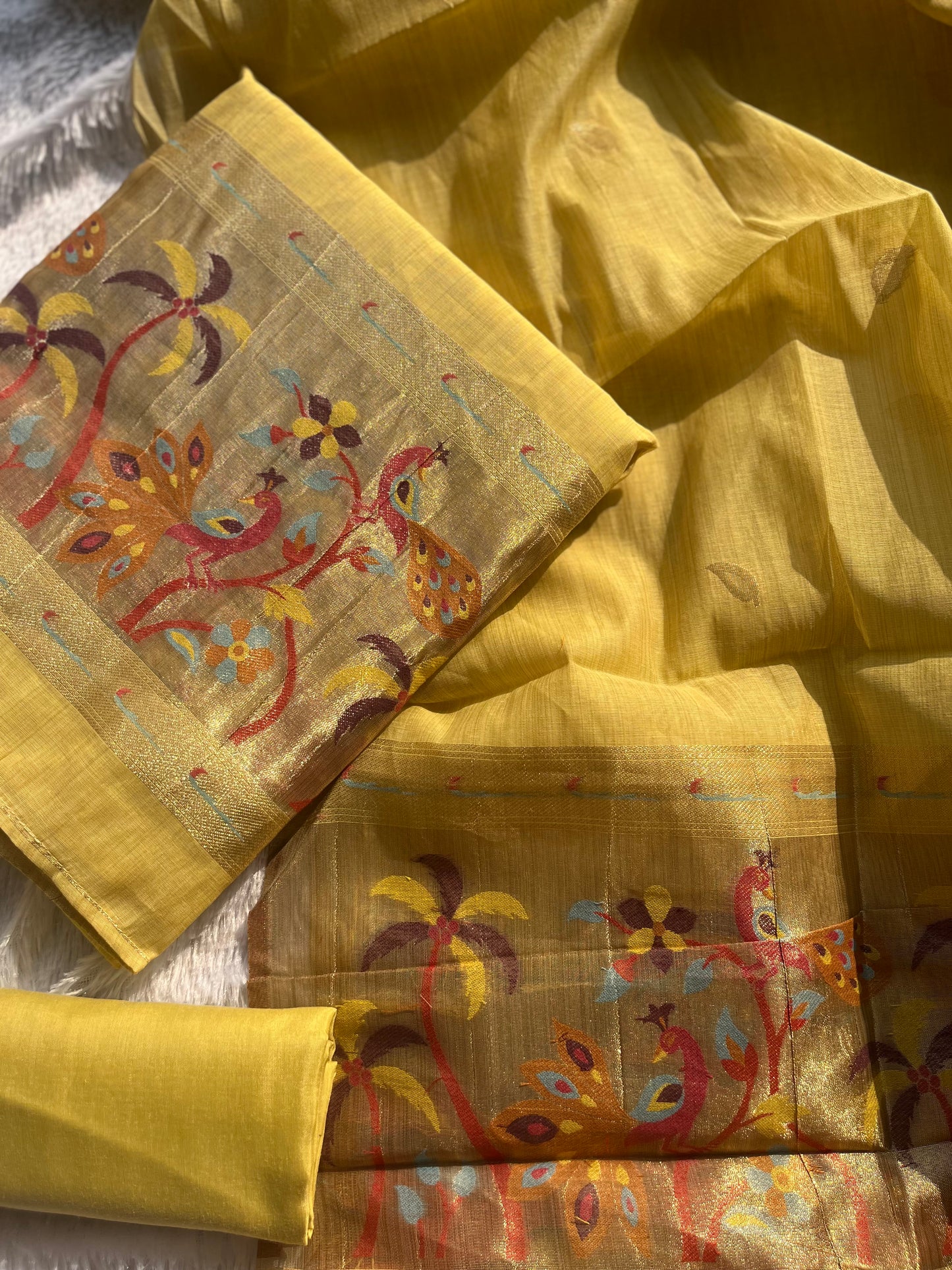 VT-291 Handwoven Paithani Linen Jamdhani Salwar&nbsp;