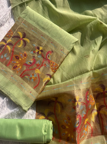 VT-291 Handwoven Paithani Linen Jamdhani Salwar&nbsp;