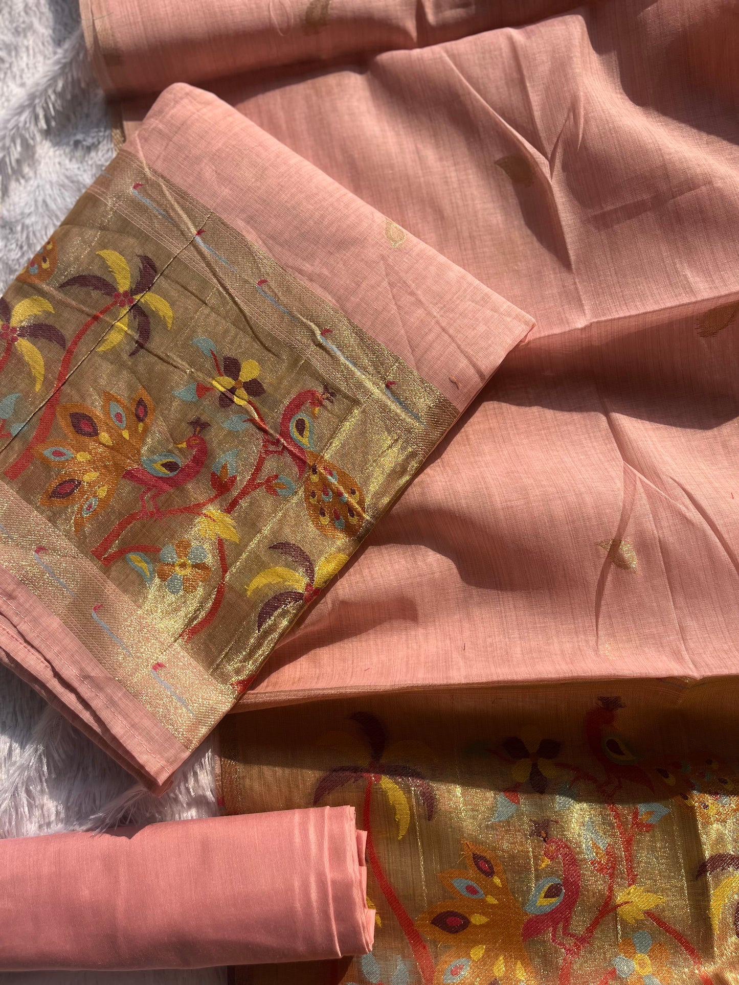 VT-291 Handwoven Paithani Linen Jamdhani Salwar&nbsp;